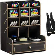 Multi-Functional Wooden Desk Organizer with Drawer
